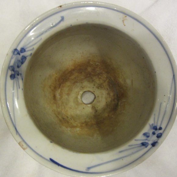VTG CHINESE BLUE & WHITE JARDINIERE FLOWER POT, HAND PAINTED - Picture 5 of 7